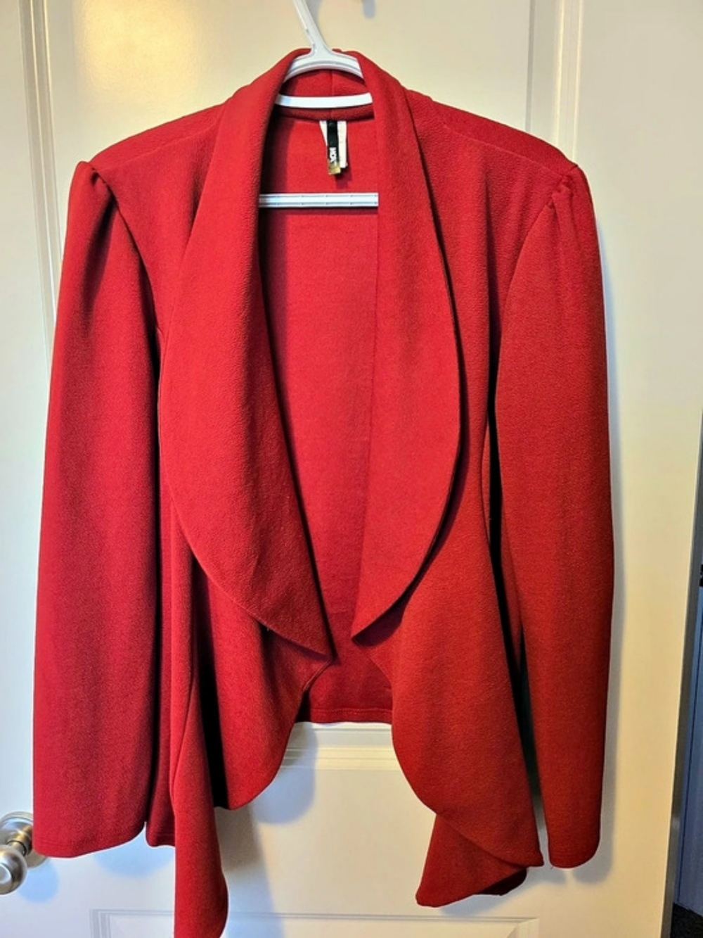 Red Draped Front Jacket Like New